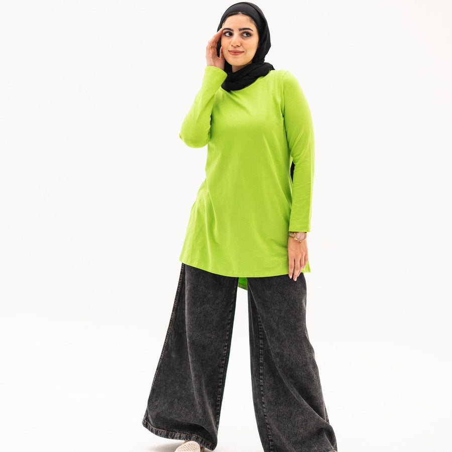 Basic Cotton Long Sleeve Top Apple green - AB Essential Women Wear