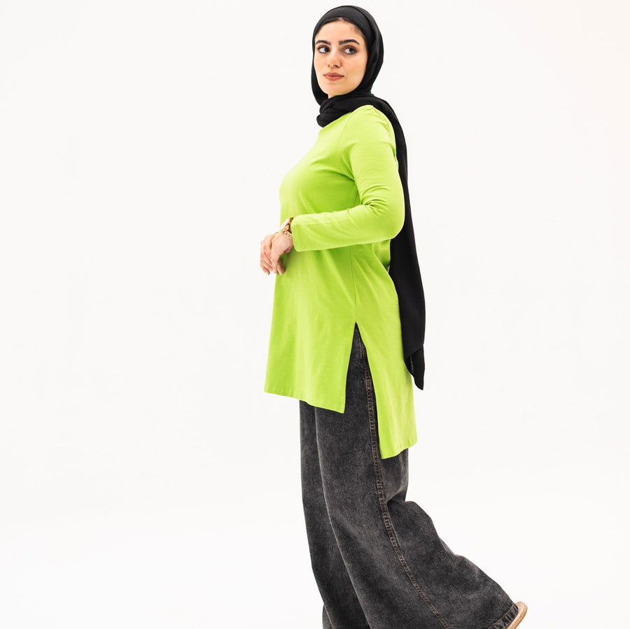 Basic Cotton Long Sleeve Top Apple green - AB Essential Women Wear