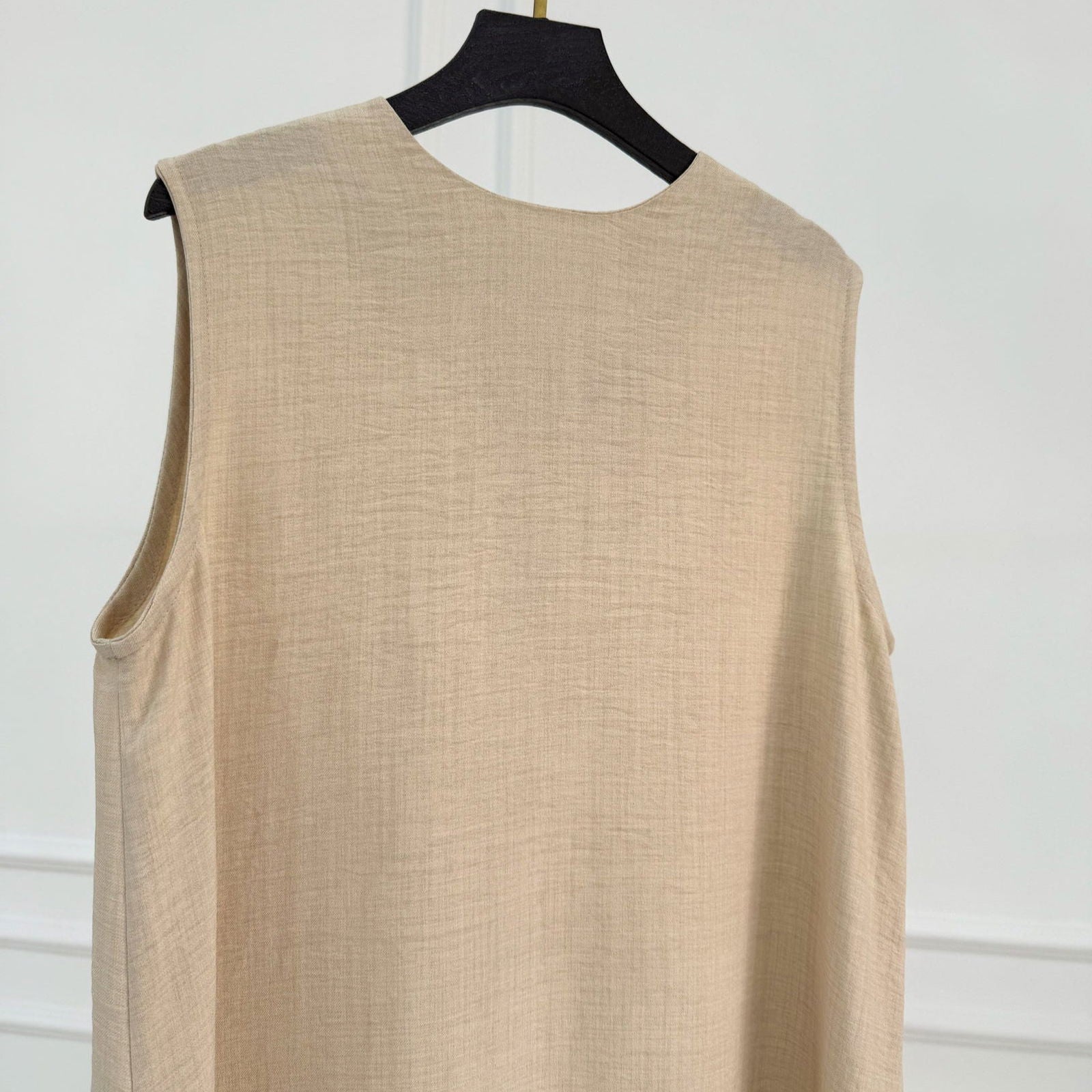 Basic Linen Dress No Sleeve Dark Beige - AB Essential Women Wear