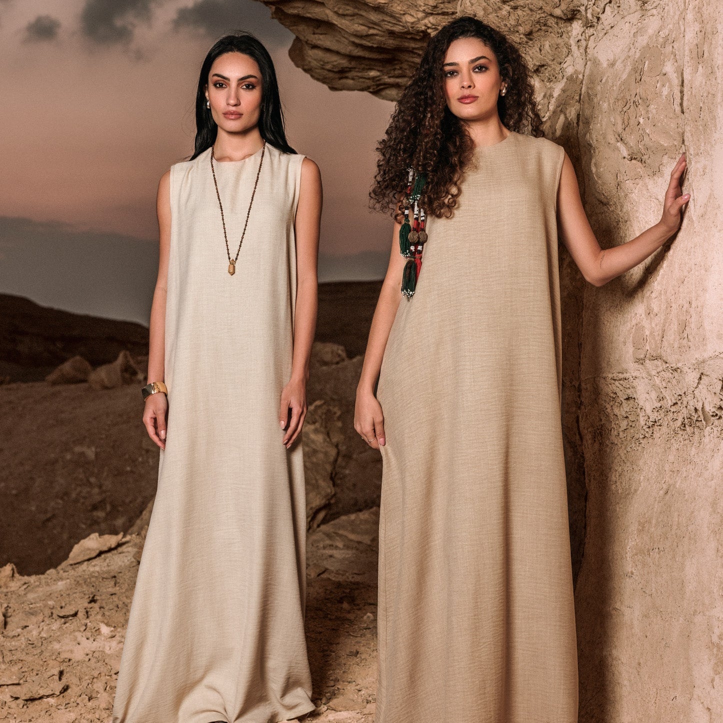 Basic Linen Dress No Sleeve Light Beige - AB Essential Women Wear