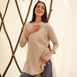 Basic Long Sleeve Top Beige - AB Essential Women Wear