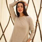 Basic Long Sleeve Top Beige - AB Essential Women Wear