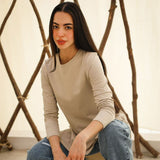 Basic Long Sleeve Top Beige - AB Essential Women Wear