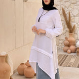 Double Lined Linen Top - White - AB Essential Women Wear