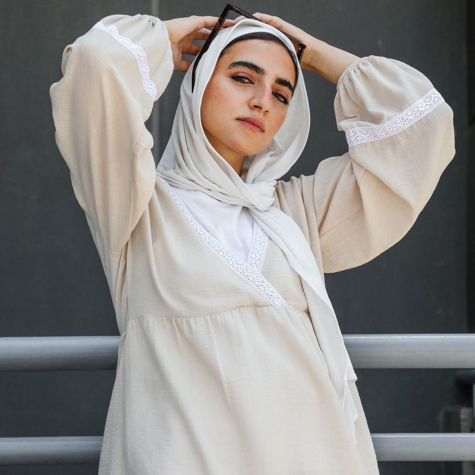 Embroidery Top Beige - AB Essential Women Wear