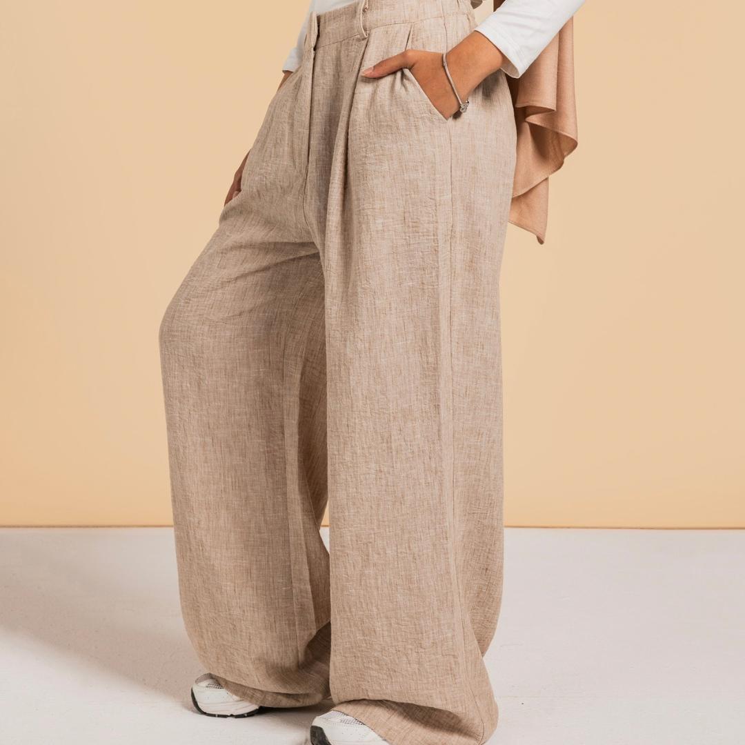 Essential Linen Pants Dark Cafe - AB Essential Women Wear