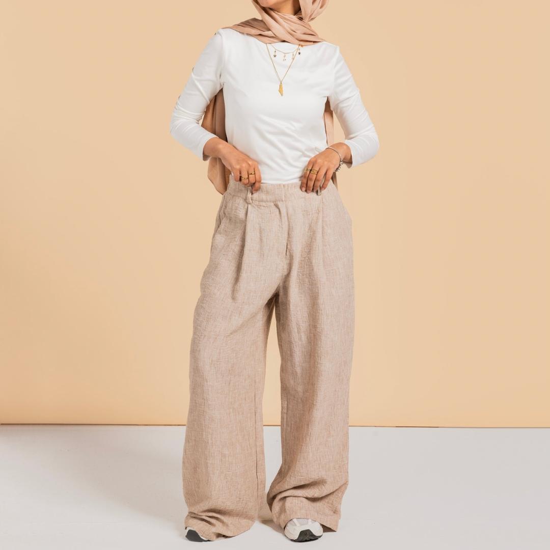 Essential Linen Pants Dark Cafe - AB Essential Women Wear