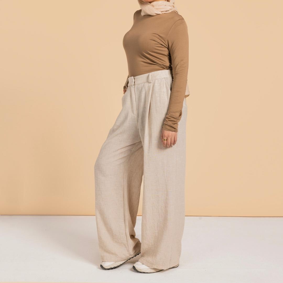 Essential Linen Pants Light Cafe - AB Essential Women Wear