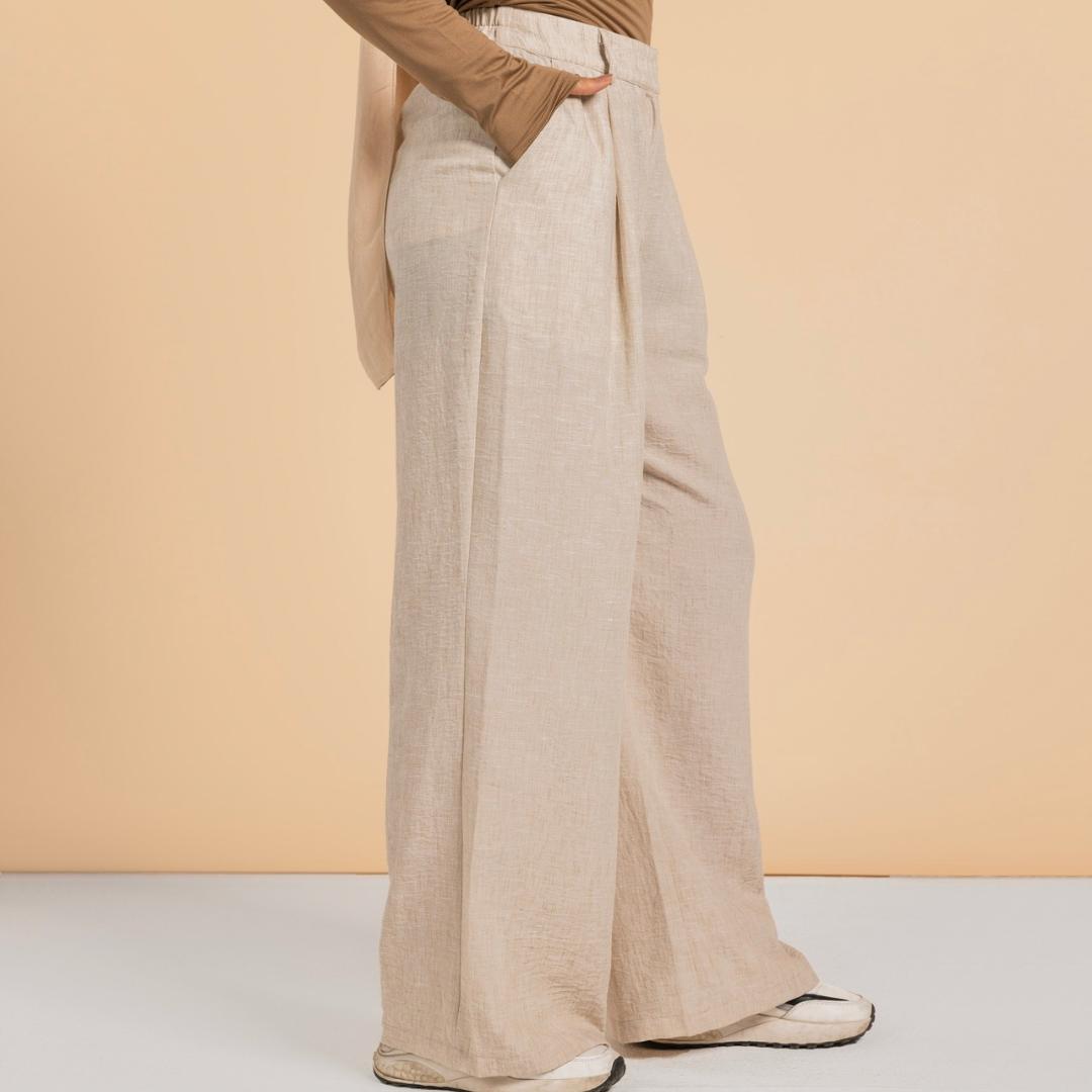 Essential Linen Pants Light Cafe - AB Essential Women Wear