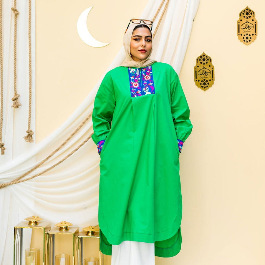 Green Flower Dress - AB Essential Women Wear