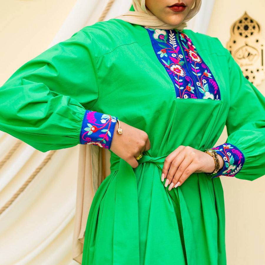 Green Flower Dress - AB Essential Women Wear