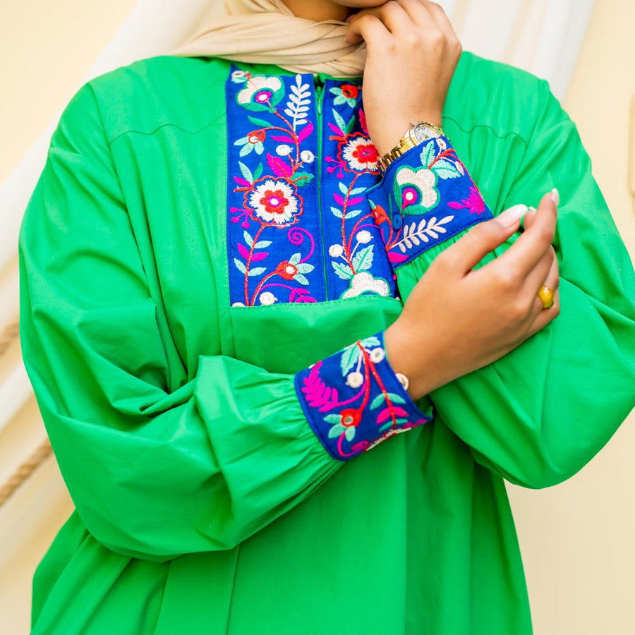 Green Flower Dress - AB Essential Women Wear