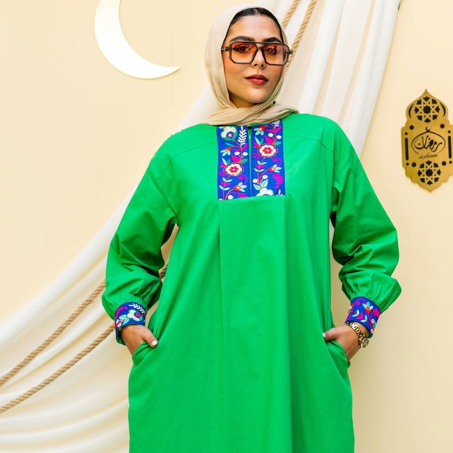 Green Flower Dress - AB Essential Women Wear