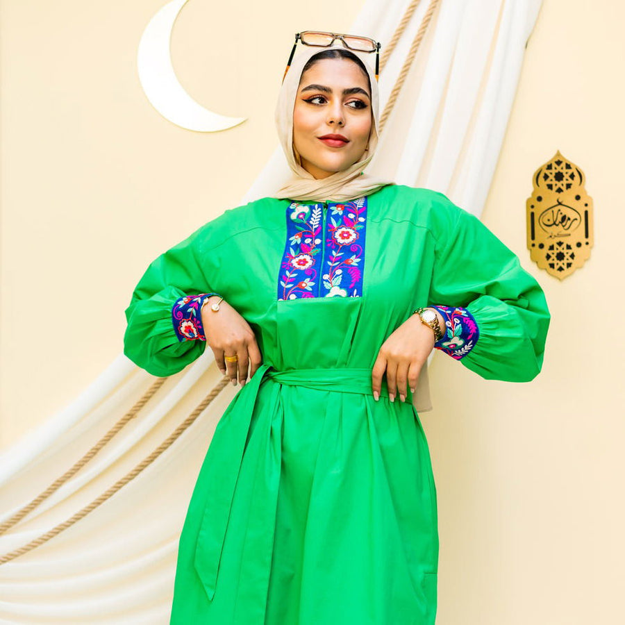 Green Flower Dress - AB Essential Women Wear