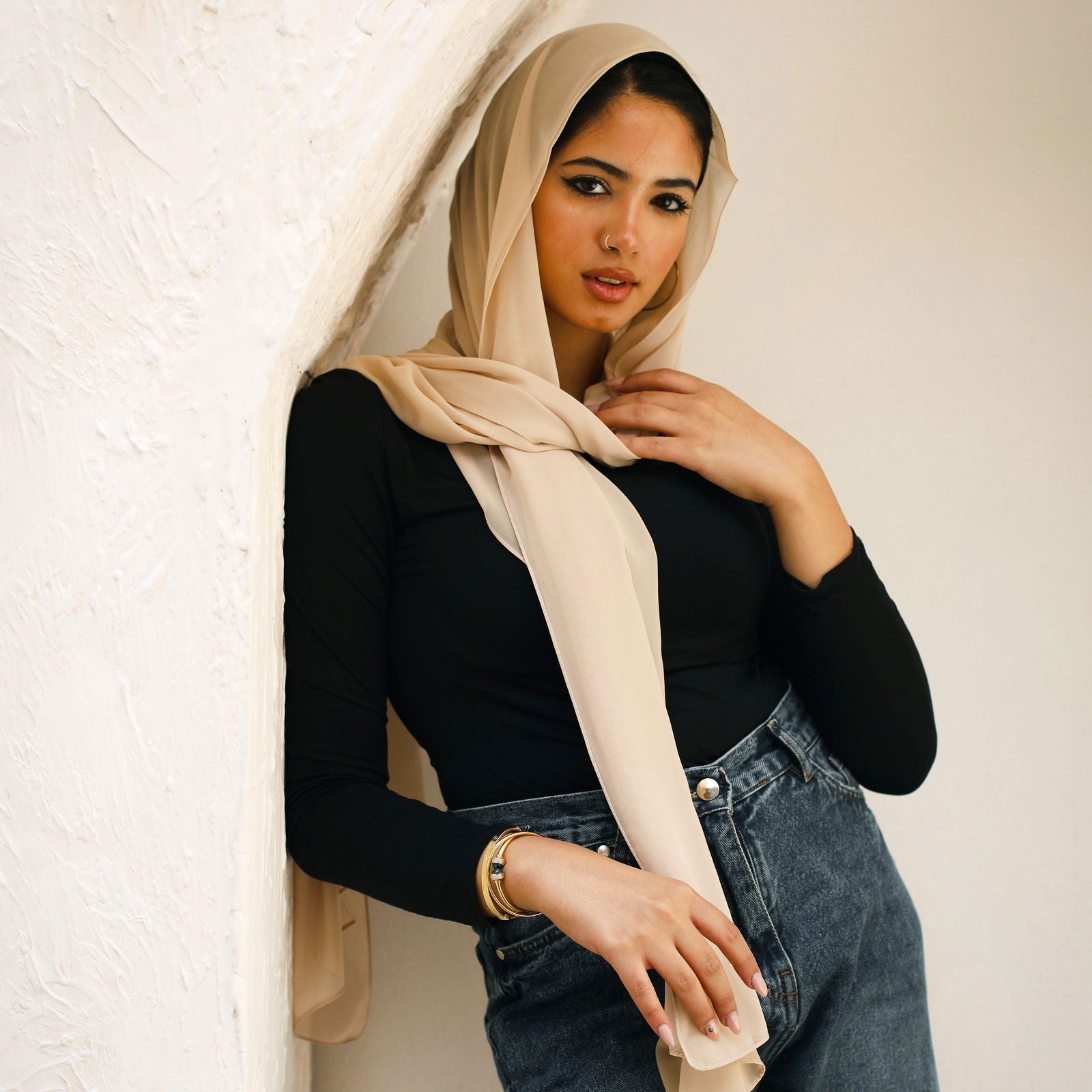 Latte Chiffon scarf - AB Essential Women Wear
