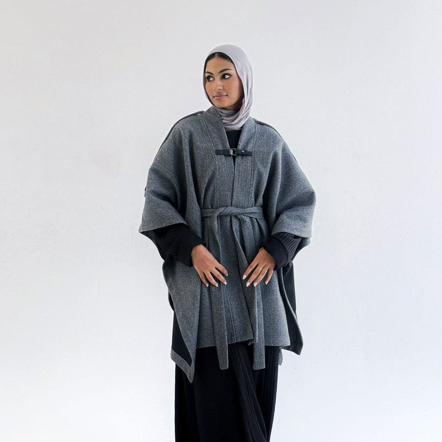 Luxurious Wool Cape Grey - AB Essential Women Wear