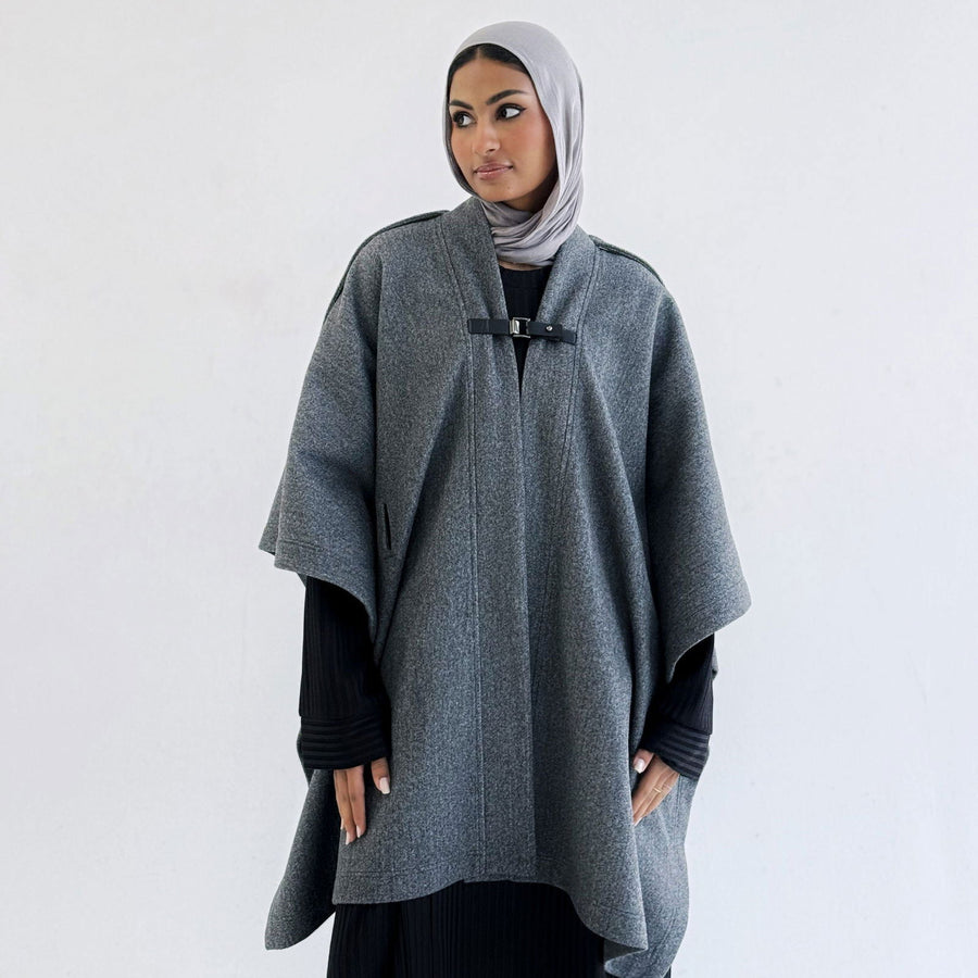 Luxurious Wool Cape Grey - AB Essential Women Wear