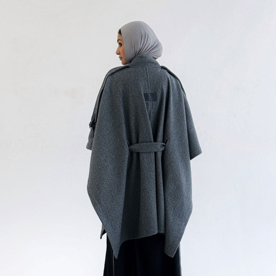 Luxurious Wool Cape Grey - AB Essential Women Wear