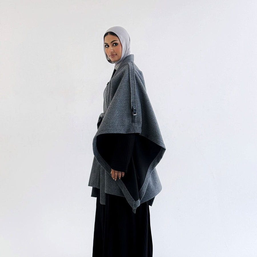 Luxurious Wool Cape Grey - AB Essential Women Wear