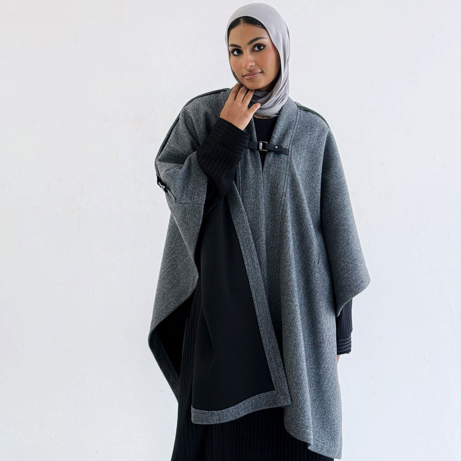 Luxurious Wool Cape Grey - AB Essential Women Wear