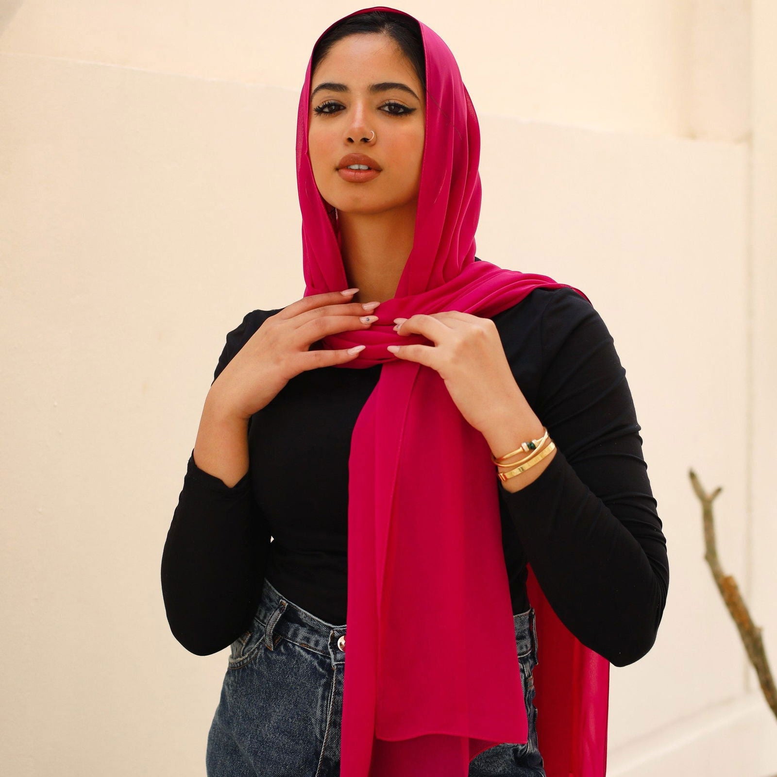 Magneta Chiffon Scarf - AB Essential Women Wear
