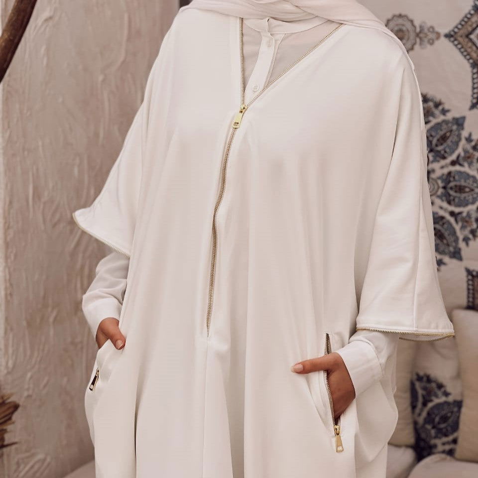 Misk Abaya - White - AB Essential Women Wear