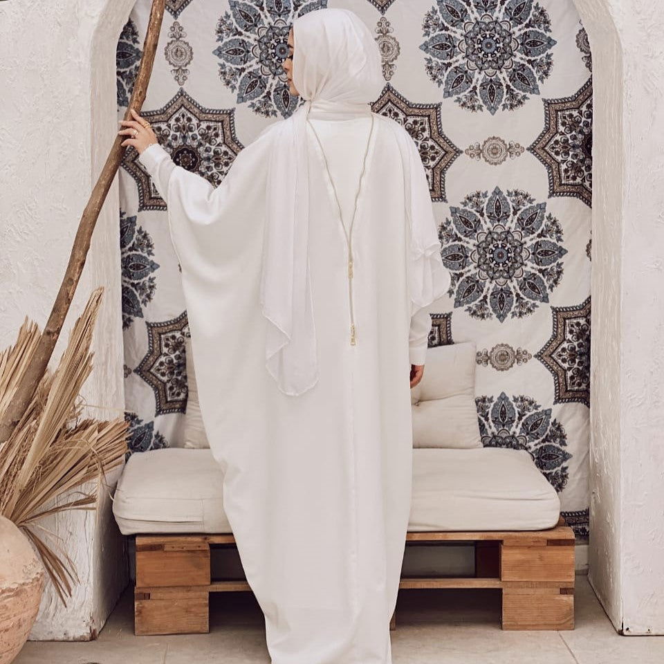 Misk Abaya - White - AB Essential Women Wear
