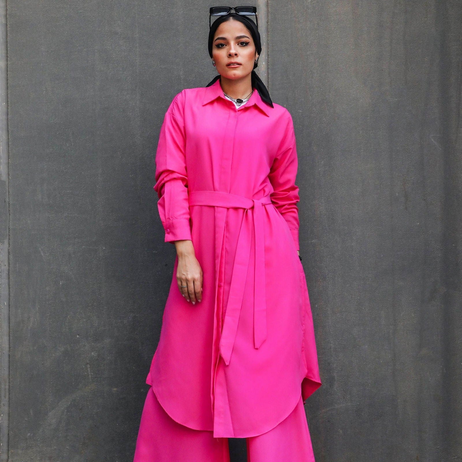 Open Buttons Shirt Fushia - AB Essential Women Wear