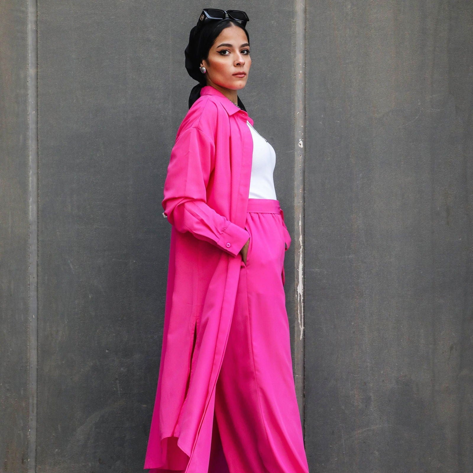 Open Buttons Shirt Fushia - AB Essential Women Wear
