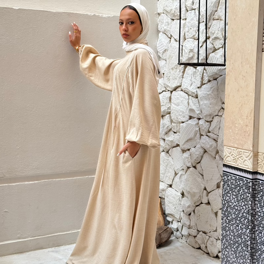 Rihanna Cloche Abaya Beige - AB Essential Women Wear