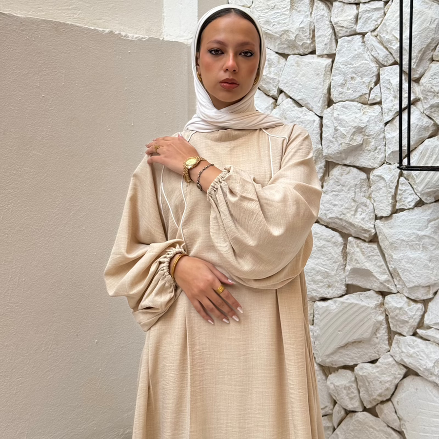 Rihanna Cloche Abaya Beige - AB Essential Women Wear