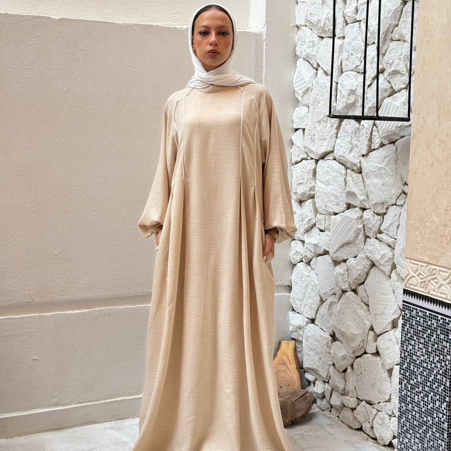 Rihanna Cloche Abaya Beige - AB Essential Women Wear