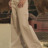 Straight Leg Jeans Beige