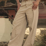 Straight Leg Jeans Beige