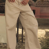 Straight Leg Jeans Beige