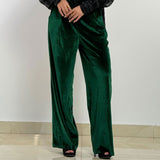 Super Velvet Green Pants - AB Essential Women Wear