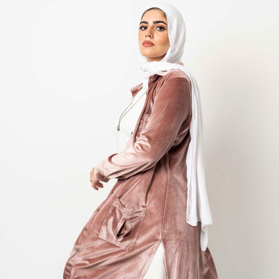 Velvet Pockets Shirt Rose - AB Essential Women Wear