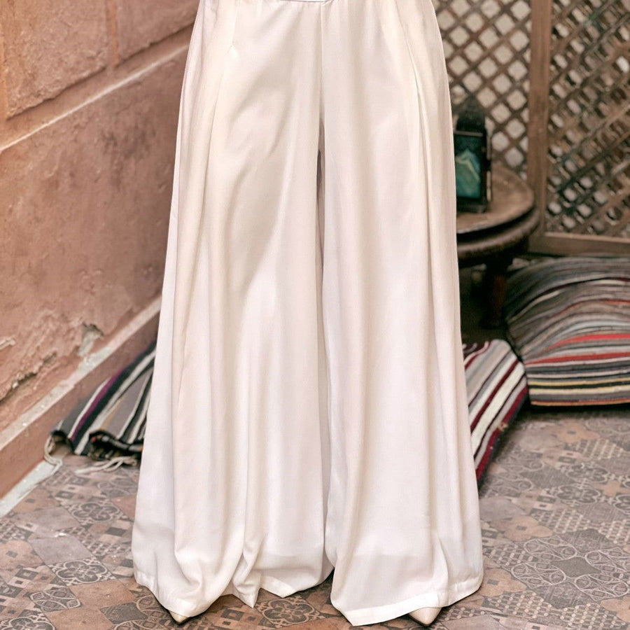 Wide Leg Pants White - AB Essential Women Wear