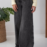 Wide Legs Jeans Pants Black - AB Essential Women Wear