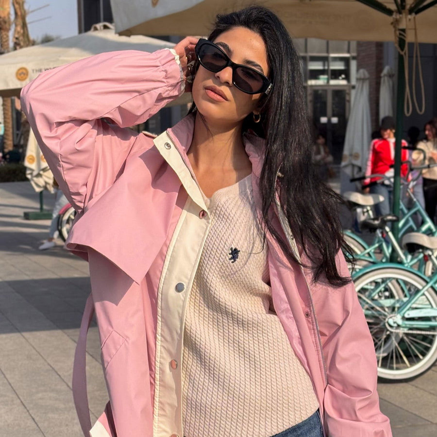 Windbreaker Coat Powder Rose - AB Essential Women Wear