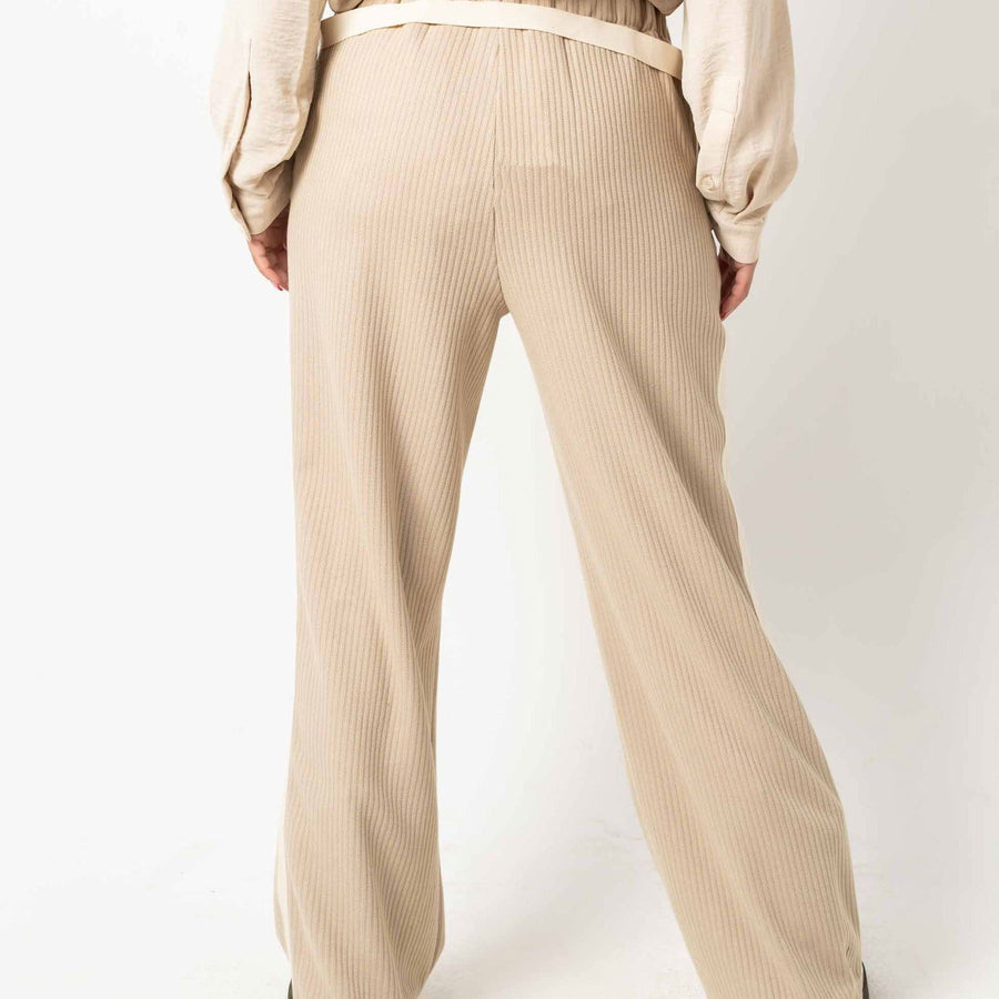Wool Stripped Beige Pants - AB Essential Women Wear