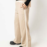 Wool Stripped Beige Pants - AB Essential Women Wear
