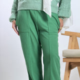 Wool Stripped Green Pants - AB Essential Women Wear