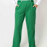 Wool Stripped Green Pants - AB Essential Women Wear