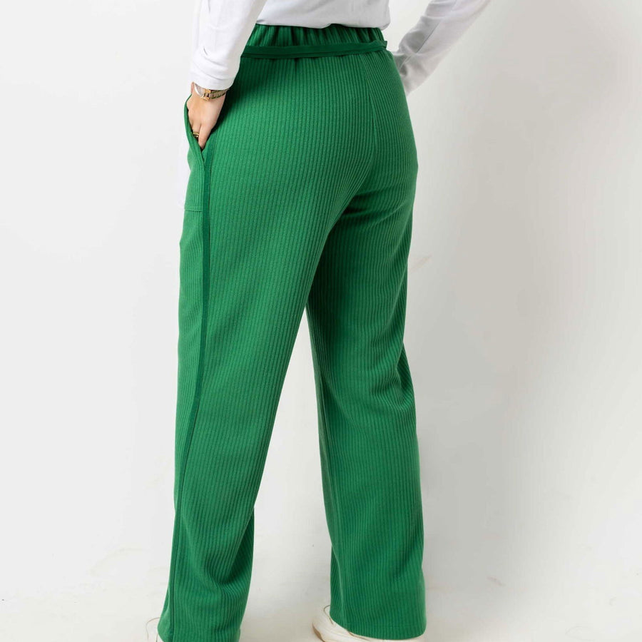 Wool Stripped Green Pants - AB Essential Women Wear