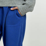 Wool Stripped Royal Blue Pants - AB Essential Women Wear