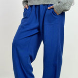 Wool Stripped Royal Blue Pants - AB Essential Women Wear