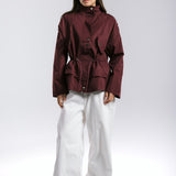 The Icon Gabardine Jacket Burgundy