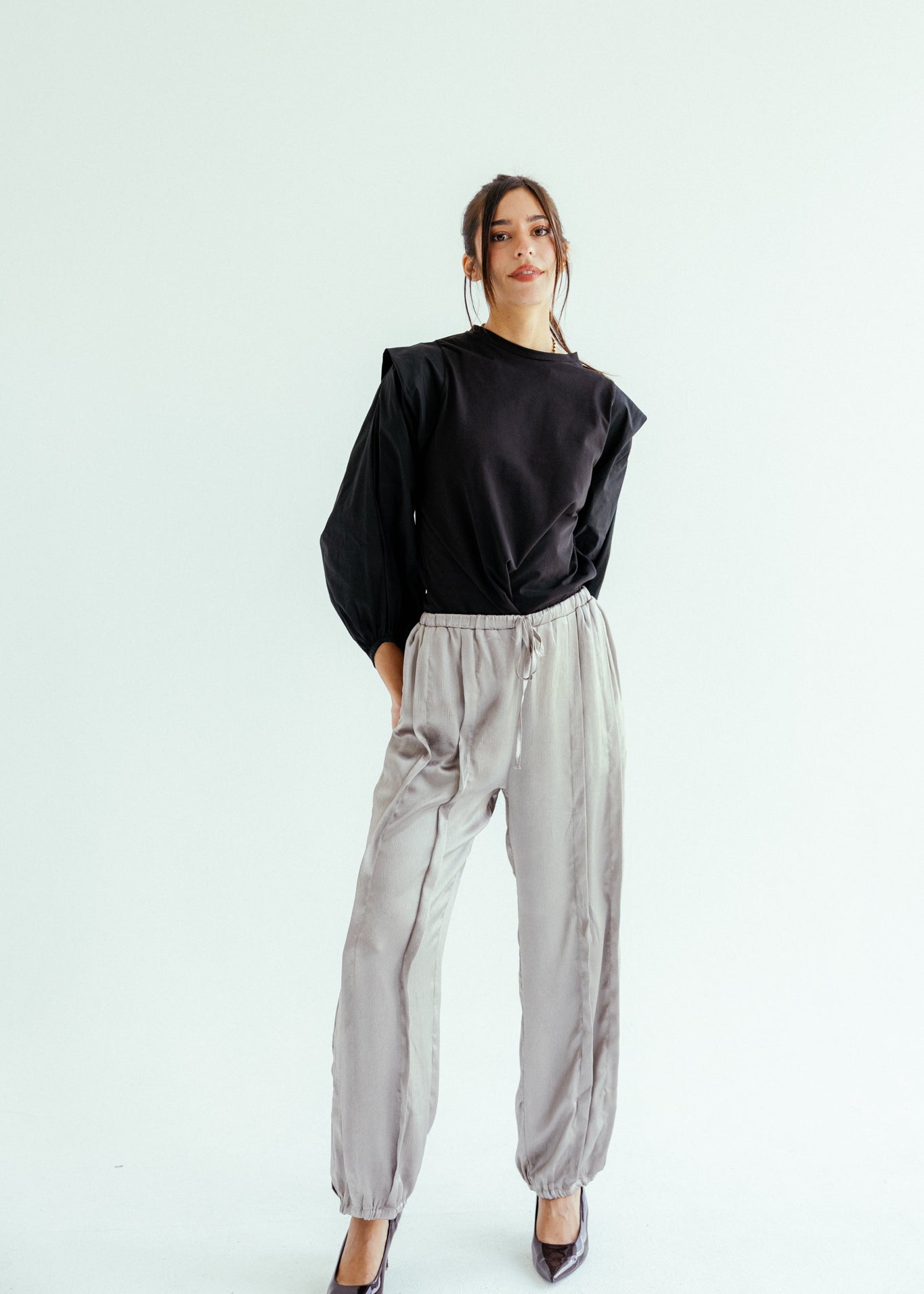 Satin Glow Pants Silver