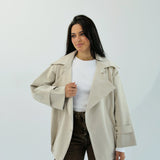 Aroma Leather Jacket Beige - AB ESSENTIALS